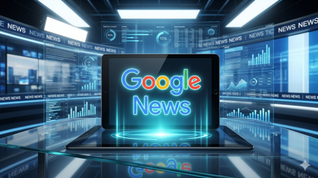 Ilustrasi teknologi Google News dan optimasi SEO jurnalistik