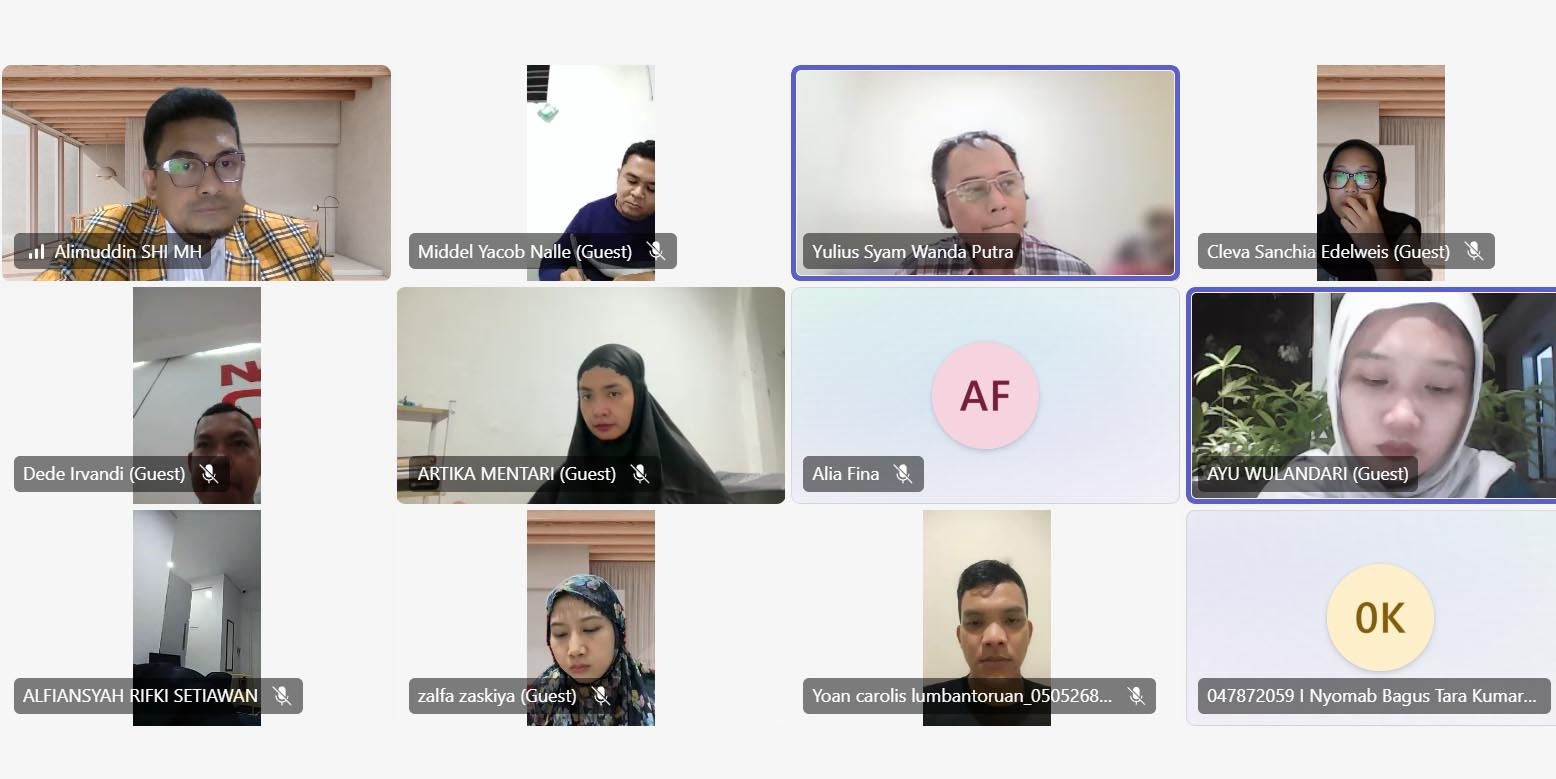 KOLOM PARALEGAL EDISI 197 Ilustrasi webinar atau kelas pelatihan hukum online menggunakan gawai dan platform virtual.