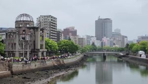 Bangunan bersejarah Genbaku Dome atau Kubah Bom Atom di Hiroshima Jepang.