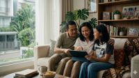 Orang tua mendampingi anak menggunakan gawai secara bijak dalam konsep smart digital parenting untuk membangun ruang digital yang aman.