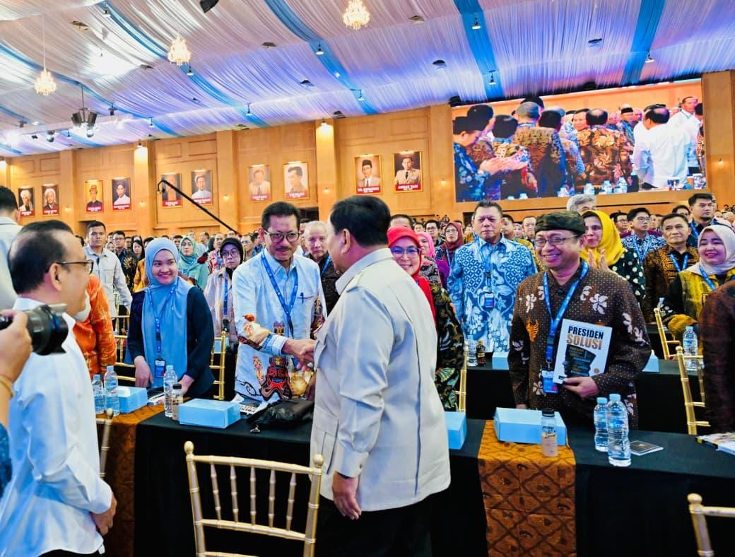 Presiden Prabowo Subianto menyampaikan pidato tentang pentingnya inovasi anak bangsa pada Konvensi Sains, Teknologi, dan Industri Indonesia 2026