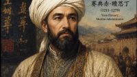 Lukisan atau monumen tiruan figur sejarah Sayyid Ajall Shams al-Din Omar dari zaman Dinasti Yuan