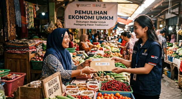Penyerahan simbolis bantuan presiden (Banpres) kepada pelaku UMKM yang terdampak bencana alam untuk pemulihan ekonomi