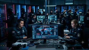 Operasi gabungan kepolisian internasional menggerebek markas sindikat online scams internasional dan menyita barang bukti digital