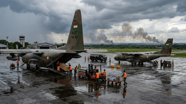 Upaya pemerintah tangani karhutla lima pesawat OMC TNI AU bersiap lepas landas dari pangkalan udara menuju wilayah Kalimantan.