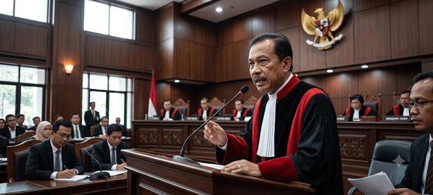 Suasana persidangan Mahkamah Konstitusi di mana Hakim Saldi kritik maskapai yang memindahkan penumpang ke penerbangan lain secara sepihak saat terjadi delay.