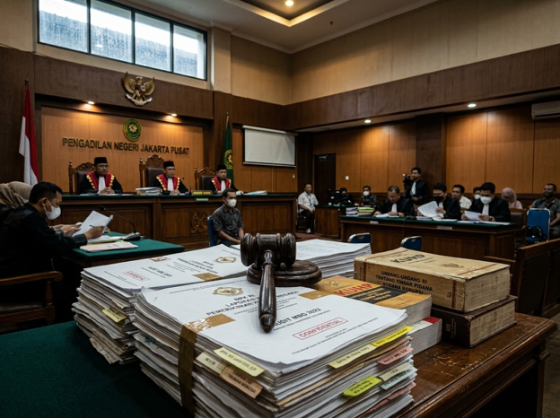 Ilustrasi nalar hukum kerugian negara dalam penegakan hukum tindak pidana korupsi di ruang peradilan Indonesia.